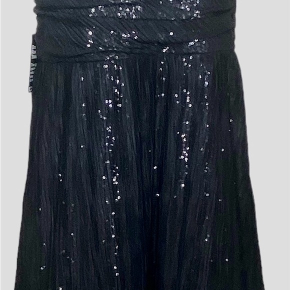 Express Women’s Strapless Sequined Dress 12 Black Silver Semi-Sheer Knee Length - Picture 3 of 14